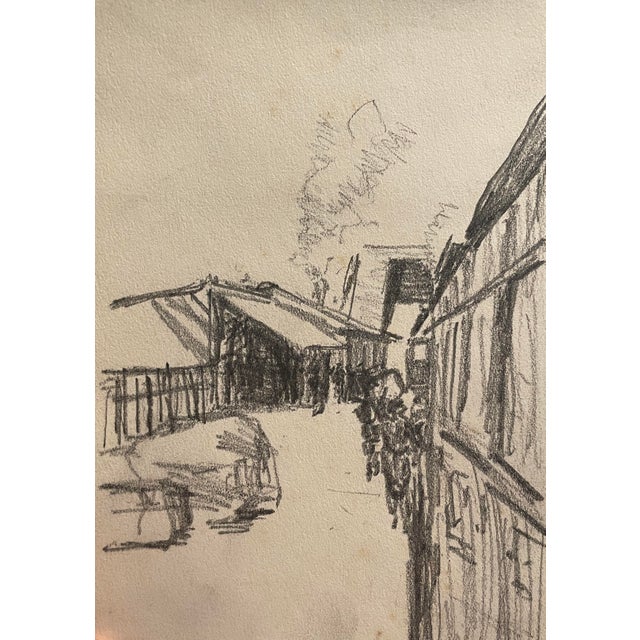 1907 drawing of a Japanese street from a group of drawings out of a 1907 sketchbook. The scenes are of Japan, some signed...