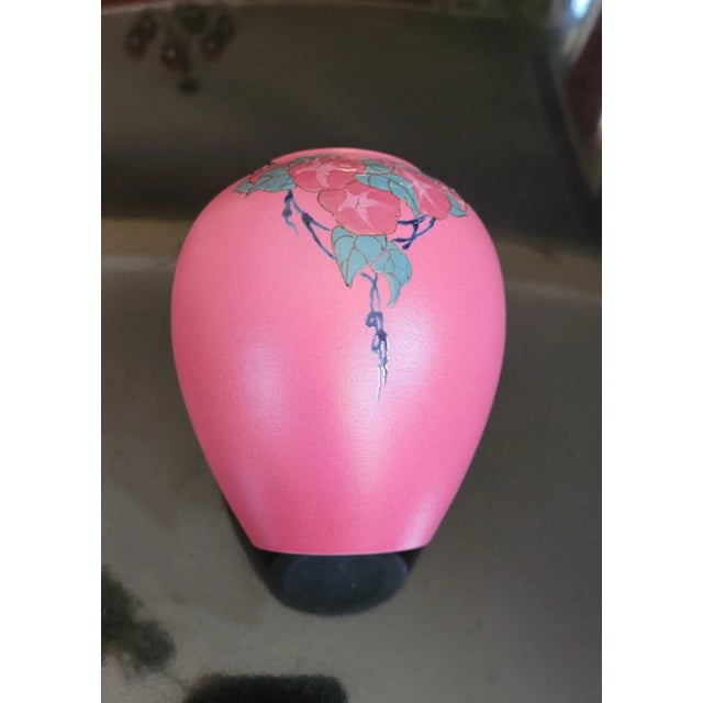 Rookwood Pottery Rare 1921 Rookwood Pottery Vase – Sara Sax Signed – French Red Glaze Morning Glories For Sale - Image 4 of 10
