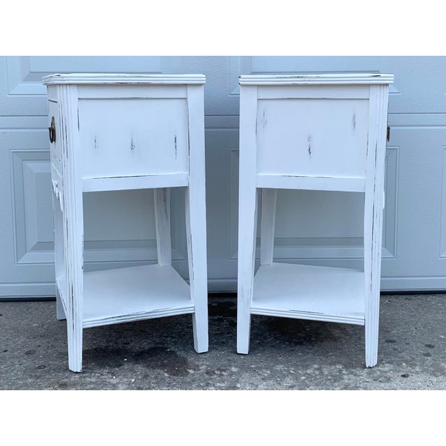 1940s Shabby Chic White Nightstands - a Pair