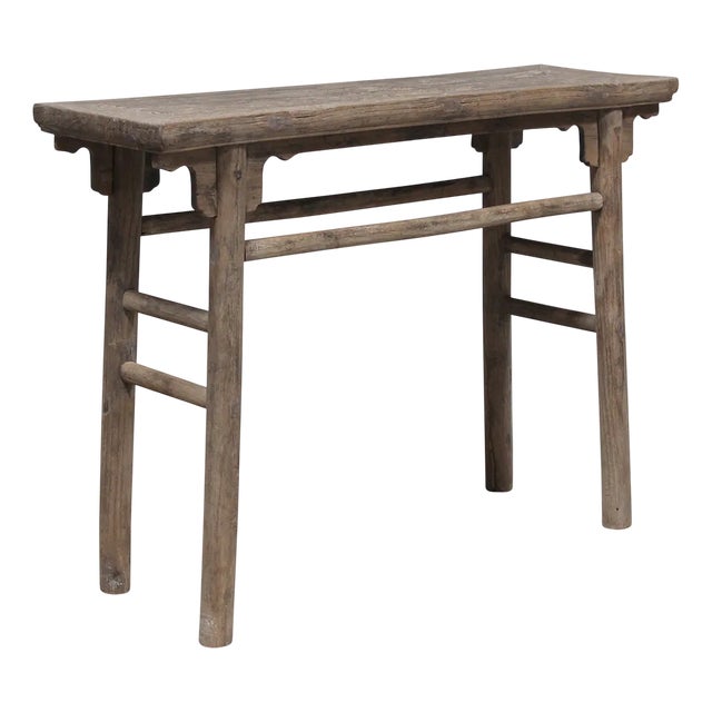 Antique Elm Table with Rounded Legs For Sale