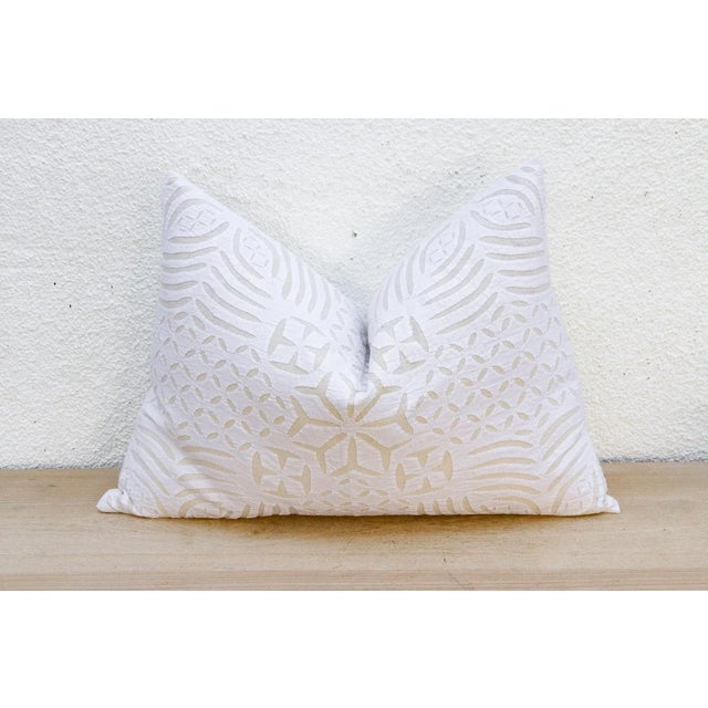 Indian Vanilla Lumbar Applique Pillow Cover For Sale - Image 3 of 8