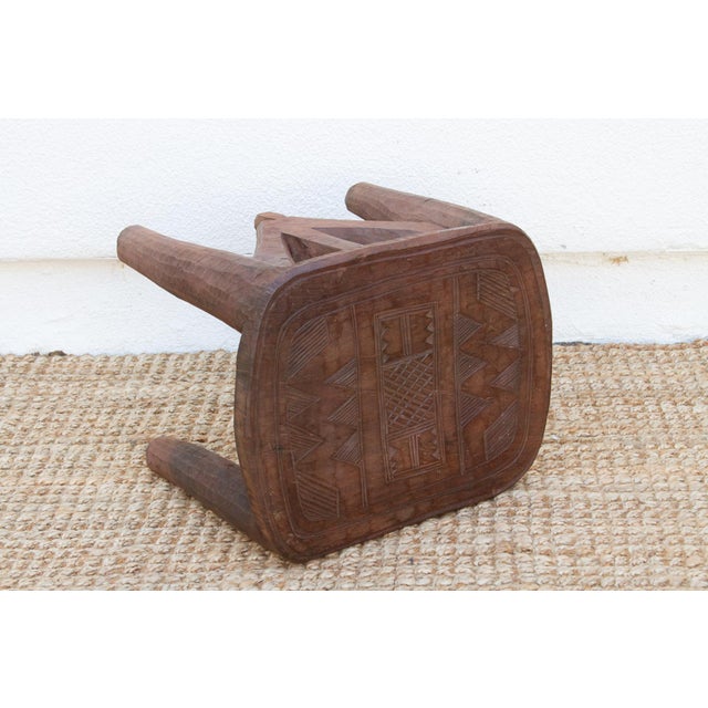 Wood Tribal Geometric African Stool For Sale - Image 7 of 8