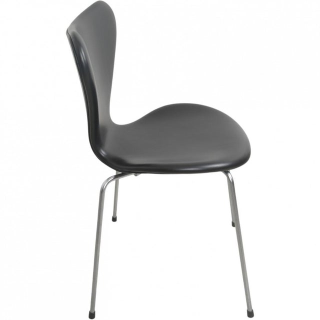 Animal Skin Seven Chairs in Black Leather by Arne Jacobsen, 1980s, Set of 6 For Sale - Image 7 of 18
