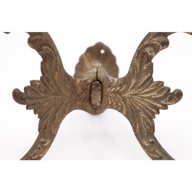 Antique French Brass Plated Cast Iron Hall Tree Hook For Sale - Image 4 of 6