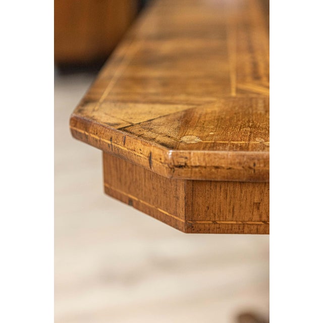 Italian Italian 19th Century Walnut and Mahogany Center Table with Floral Marquetry For Sale - Image 3 of 15