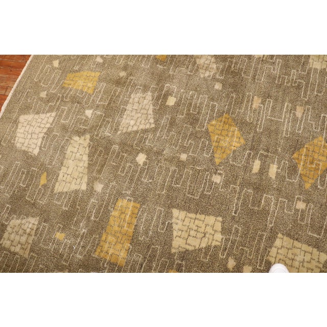 Mid 20th Century Mid 20th Century Zabihi Collection Turkish Zeki Muren Deco Square Rug - 7' x 7'6" For Sale - Image 5 of 12
