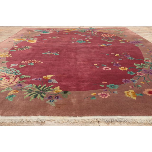 Vintage Chinese Art Deco Rug, 09'07 X 13'05 For Sale - Image 9 of 10