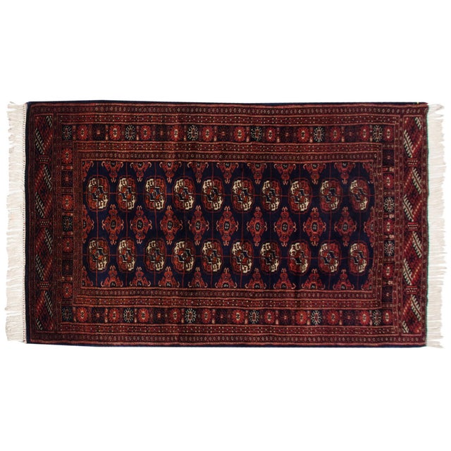 Navy Blue Vintage Fine Bokhara Rug - 3'3" X 5'6" For Sale - Image 8 of 8