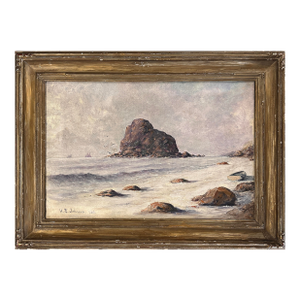 Antique Post Impressionist Coastal Seascape With Sailboats by h.b. Johnson, Signed