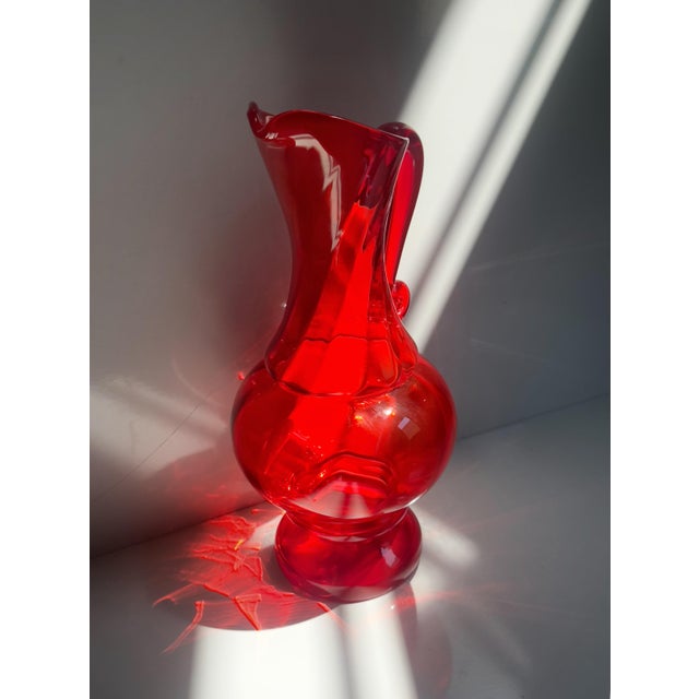 Polish Ruby Red Glass Carafe by Ludwik Fiedorowicz, 1970s, in Flawless conditions. Designed 1970 to 1979 I have official...