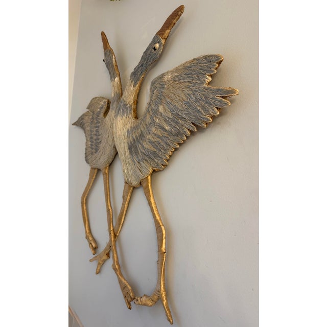 1990s 1991 Don Freedman for Interlude Woven Fiber Crane Wall Sculpture For Sale - Image 5 of 7