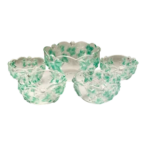 1990s Mikasa Queen’s Garden Ivy Leaf Pattern Salad Bowl Serving Set-5 Pieces