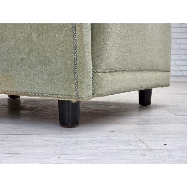 Mid-Century Modern Danish Relax Armchair in Light Green Furniture Velour, 1970s For Sale - Image 3 of 18