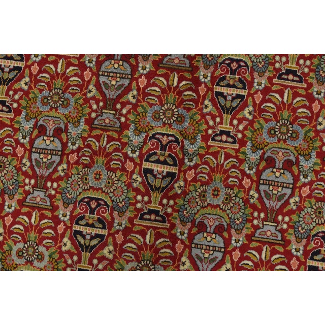 Textile Tabriz Rug 8’1” X 10’11” Red Wool Vintage Traditional Hand-Knotted Carpet For Sale - Image 7 of 13