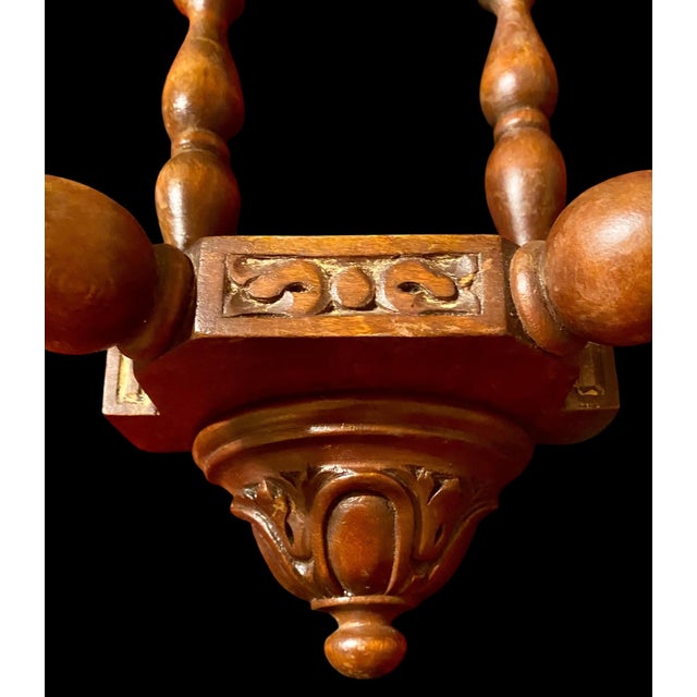 Antique French Carved Walnut and Hand Painted Faience Wall Sconce C 1915 For Sale - Image 11 of 13
