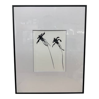 Isabel Wyatt Black Flower Original Painting, Signed For Sale