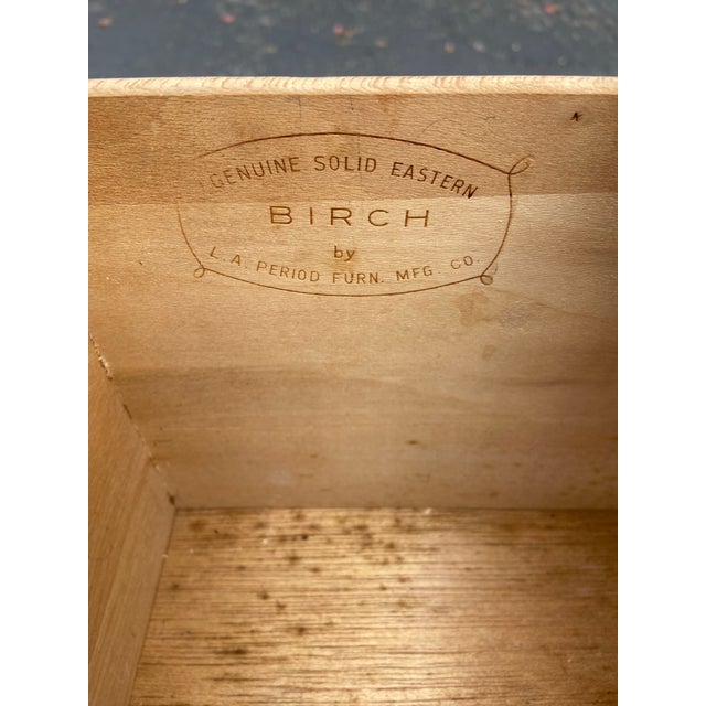 Mid-Century L.A. Period Furniture Co. Solid Birch Single Drawer Open Cabinet Nightstand For Sale - Image 14 of 14