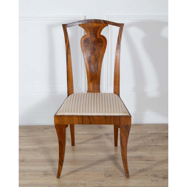 Mid 20th Century Set of Four French Art Deco Dining Chairs in Walnut and Bois de Rose, circa 1920 For Sale - Image 5 of 9
