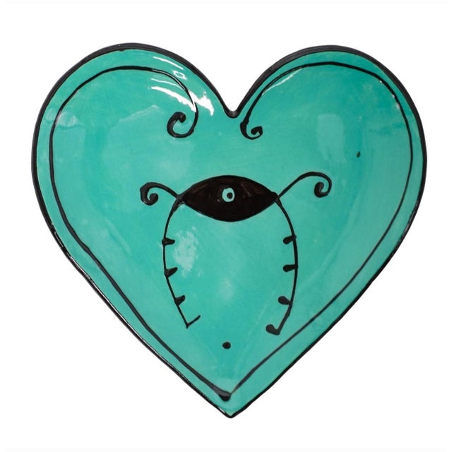 1990s Hand Signed Ceramic Heart-Shaped Dessert Plates - Set of 12 For Sale - Image 4 of 4