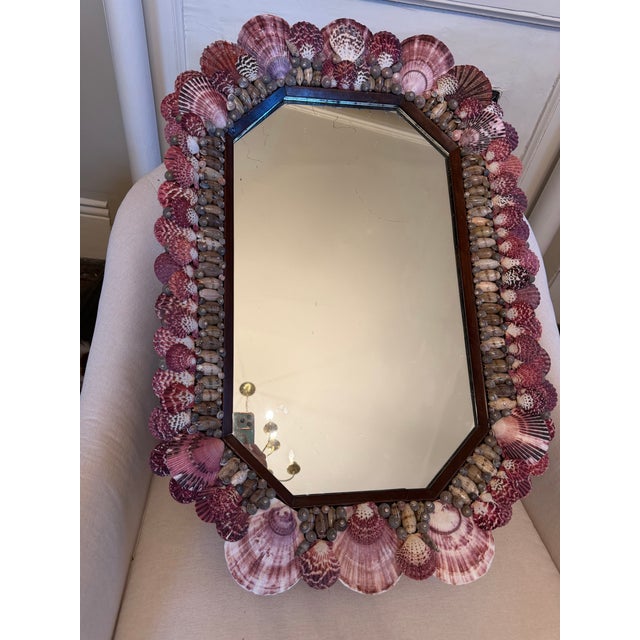Mauve Antique Mirror With Shells For Sale - Image 8 of 10