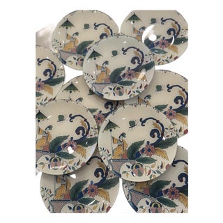 Set of 13 John Derian New York Handcrafted Chinoiserie Decorative Accent Plates – 7” Decoupage Wall For Sale