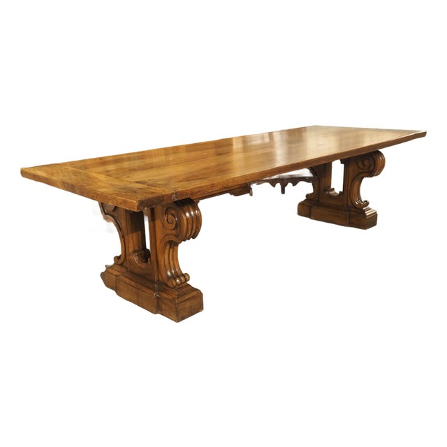 Elegant Circa 1850 French Dining Table in Solid Walnut For Sale