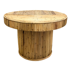 Vintage Coastal Rattan Pencil Reed Side Table / End Table, 1970s