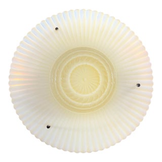 Vintage Three Chain Bowl Light 1930s Light Yellow Bedroom or Hallway Ceiling Light Restored With New Paint and Wiring For Sale