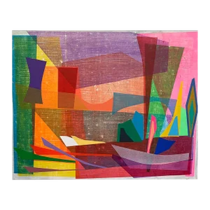 Contemporary Abstract Colour Pencil, Acrylic Paint, Modelling Paste and Oil Paint on Paper Painting "Chroma Riff (Mariner I)" by Michael Barringer