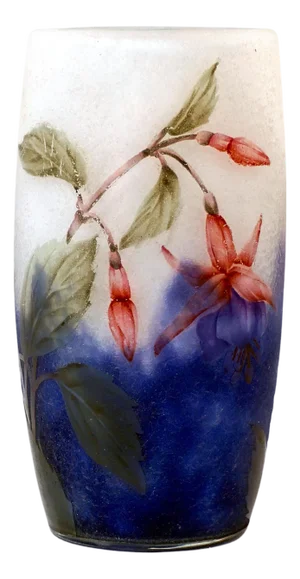 Art Nouveau Fuchsia Cameo Vase from Daum Nancy, France, 1910s