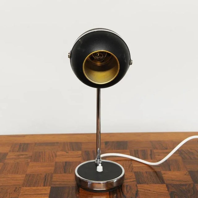 Metal Vintage Black and Silver Eyeball Table Lamp, 1960s For Sale - Image 7 of 10