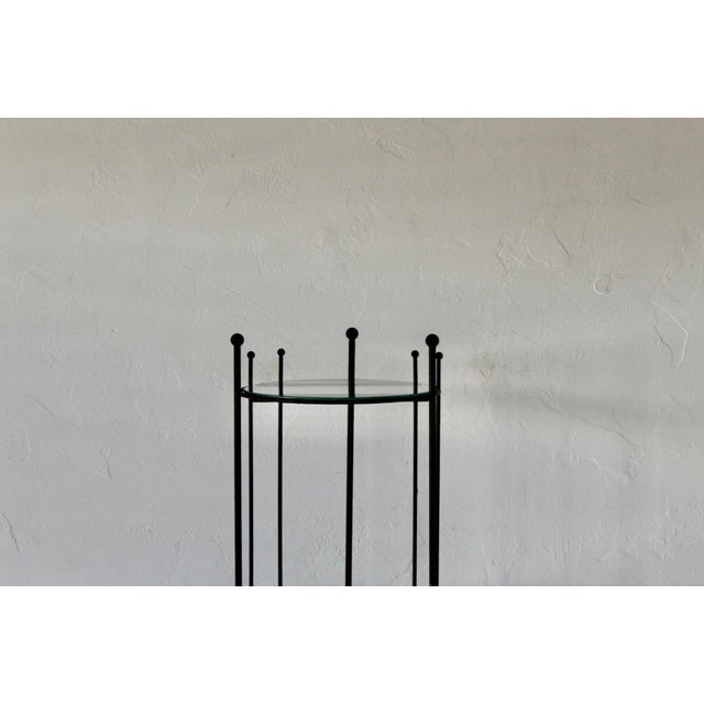 Mid-Century Modern Vintage Black Painted Metal Glass Three Tier Narrow Etagere Mid Century For Sale - Image 3 of 18
