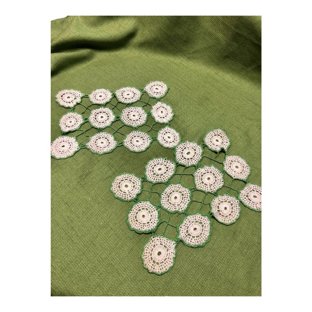 Lot 2 Rectangle Green White Doily Vintage Antique Arm Chair Cover Wedding For Sale