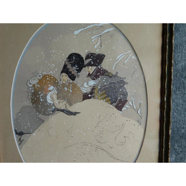 Art Deco 1920s Romantic Winter Fantasy à La Russe Print For Sale - Image 3 of 6
