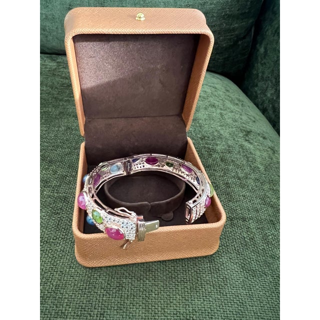 Baroque Bochic "Capri" Ruby & Multi Color Gem & Sapphire Bangle Set In 18K Gold & Silver For Sale - Image 3 of 12