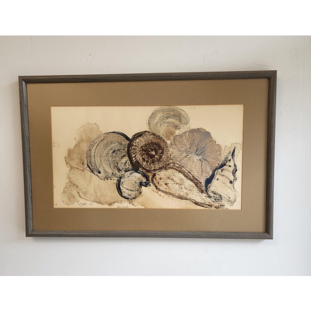 Mid-Century Modern Mid- Century Modern L. Jaffe Signed "Seashells" Original Watercolor Painting - Signed For Sale - Image 3 of 13