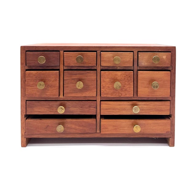 Mid-Century Modern Miniature Collector's Cabinet in Dark Precious Wood with 12 Drawers, Denmark, 1960s For Sale - Image 14 of 14
