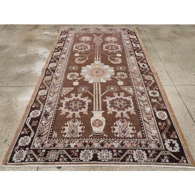 Early 20th Century Galerie Shabab Collection Early 20th Century Handmade East Turkestan Khotan Gallery Accent Rug For Sale - Image 5 of 10