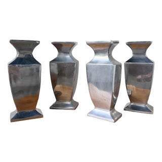 Vintage Vases in Aluminum, 1970s, Set of 4 For Sale
