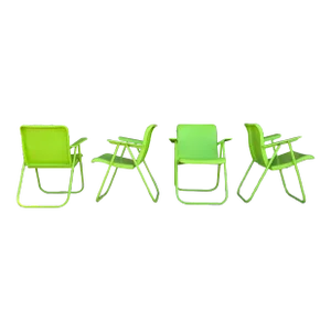 Mid 20th Century Russel Wright Metal Folding Chairs, Attributed - Set of 4