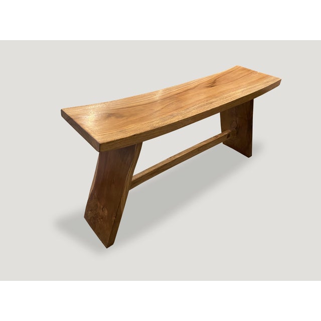 Contemporary Andrianna Shamaris Minimalist Teak Wood Bench For Sale - Image 3 of 5