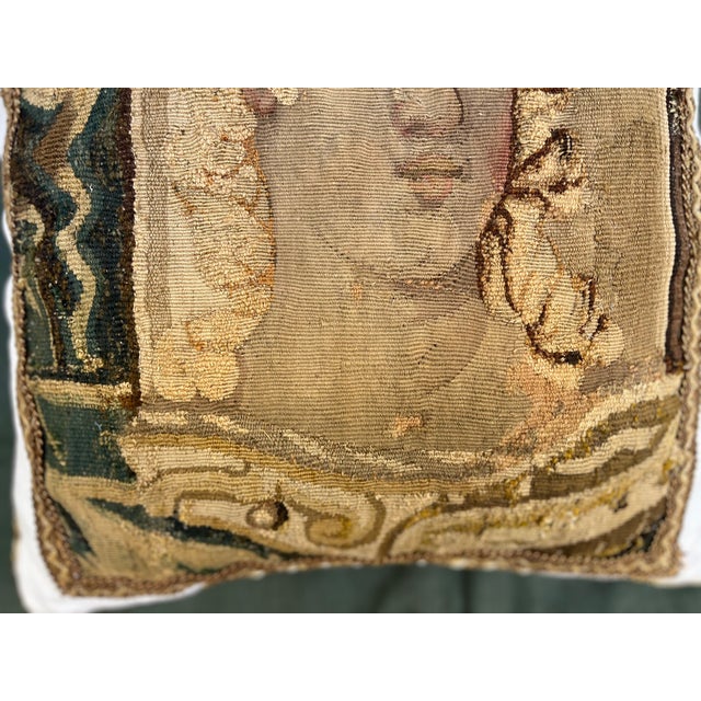 Pillow Featuring an 18th-Century Tapestry Panel Depicting a Gentleman. For Sale - Image 10 of 14