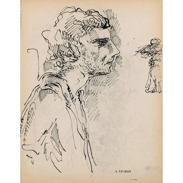 Portrait is an original china ink drawing realized by Serge Fontinsky (1887-1971) in the half of the 20th Century. Good...
