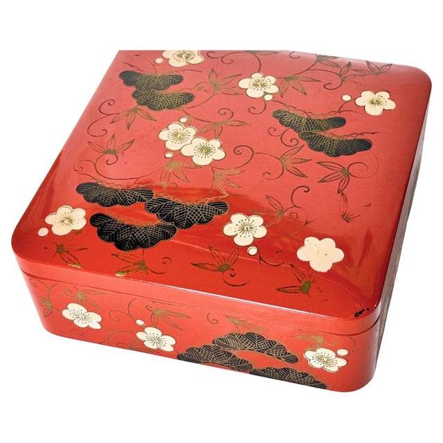 20th Century Black and Orange - Red Color Box in Lacquered Wood, Vietnam For Sale - Image 3 of 13