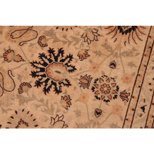 Shabby Chic 1990's Pak-Persian Tan/Green Wool Rug - 6'1'' X 8'11'' For Sale - Image 4 of 9