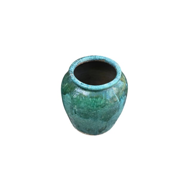 Ceramic Vintage Chinese Green Glazed Ceramic Soy Sauce Jar For Sale - Image 7 of 10