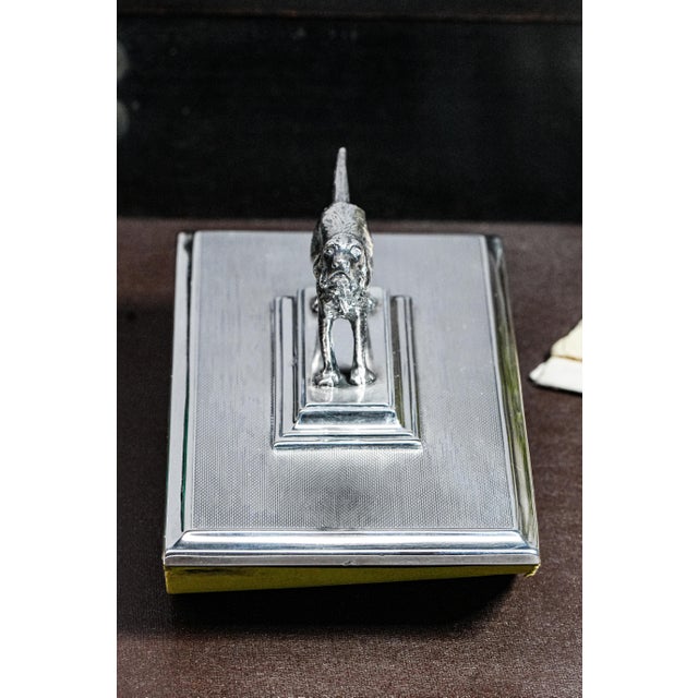 Silver Hunting Theme Dog English Antique Engine Turned Sterling Silver Writing Ink Blotter Desk Office Home Decor For Sale - Image 8 of 14