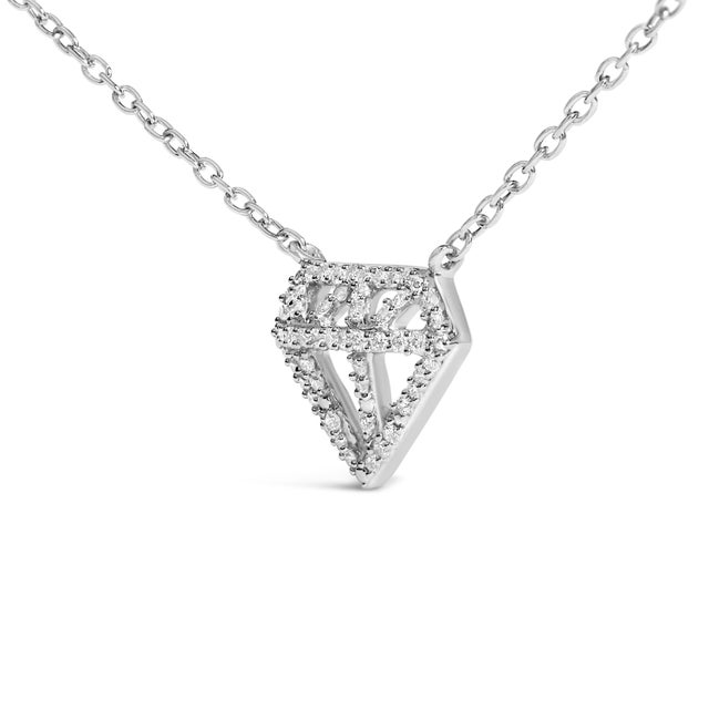 Haus of Brilliance Sterling Silver 1/6 Cttw Diamond Shaped Diamond Pendant Necklace For Sale - Image 4 of 4