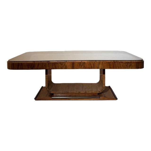 Art Deco Table with Glass Top For Sale