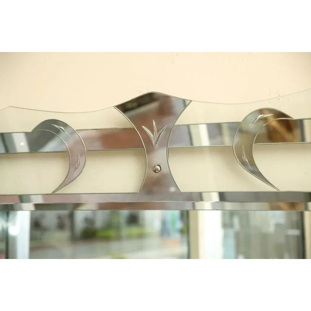 Vintage Hollywood Regency Etched Silver Mirror For Sale In Miami - Image 6 of 10